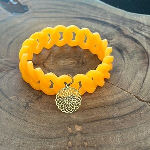 Statement Braided Rubber Bracelet Orange With Charm